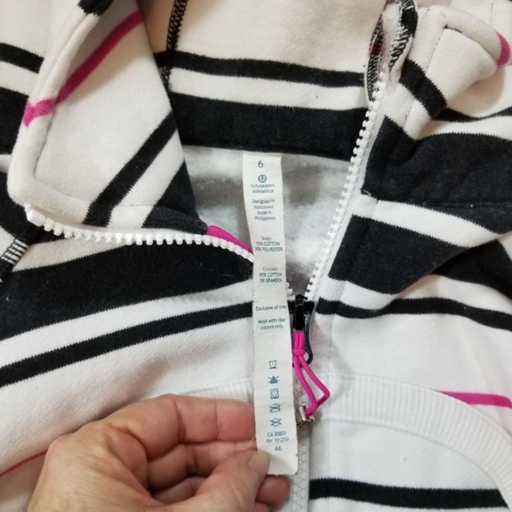 lululemon athletica White Black and Pink Striped Full-Zip Hoodie - Picture 5 of 8